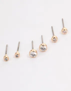 Gold Outline Stud Earrings Pack