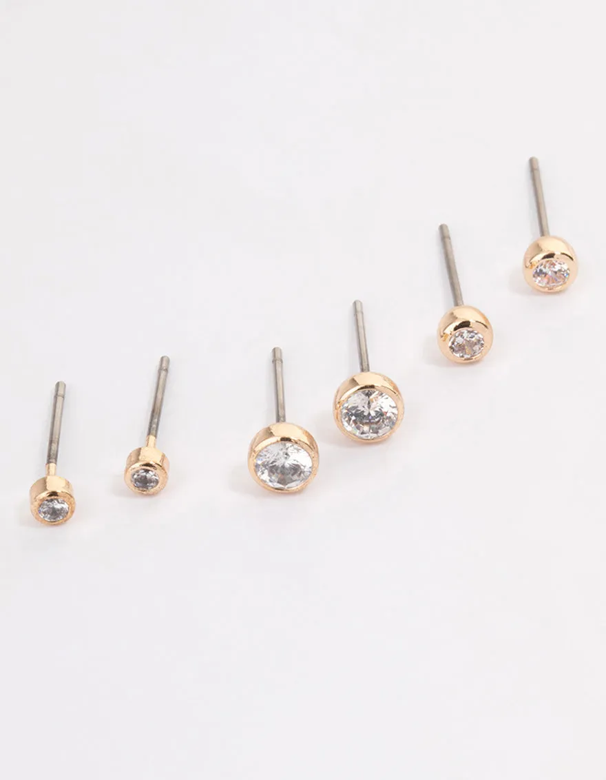 Gold Outline Stud Earrings Pack