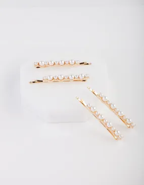 Gold Pearl Cluster Pins