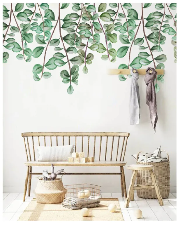 Green Eucalyptus Australian Design Hand Painted Peel & Stick, Removable Wall Decal. Nursery, Kids Playroom, Kids Teens Bedroom