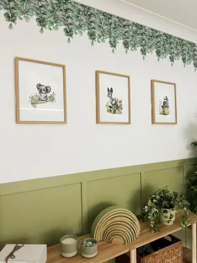 Green Eucalyptus Australian Design Hand Painted Peel & Stick, Removable Wall Decal. Nursery, Kids Playroom, Kids Teens Bedroom