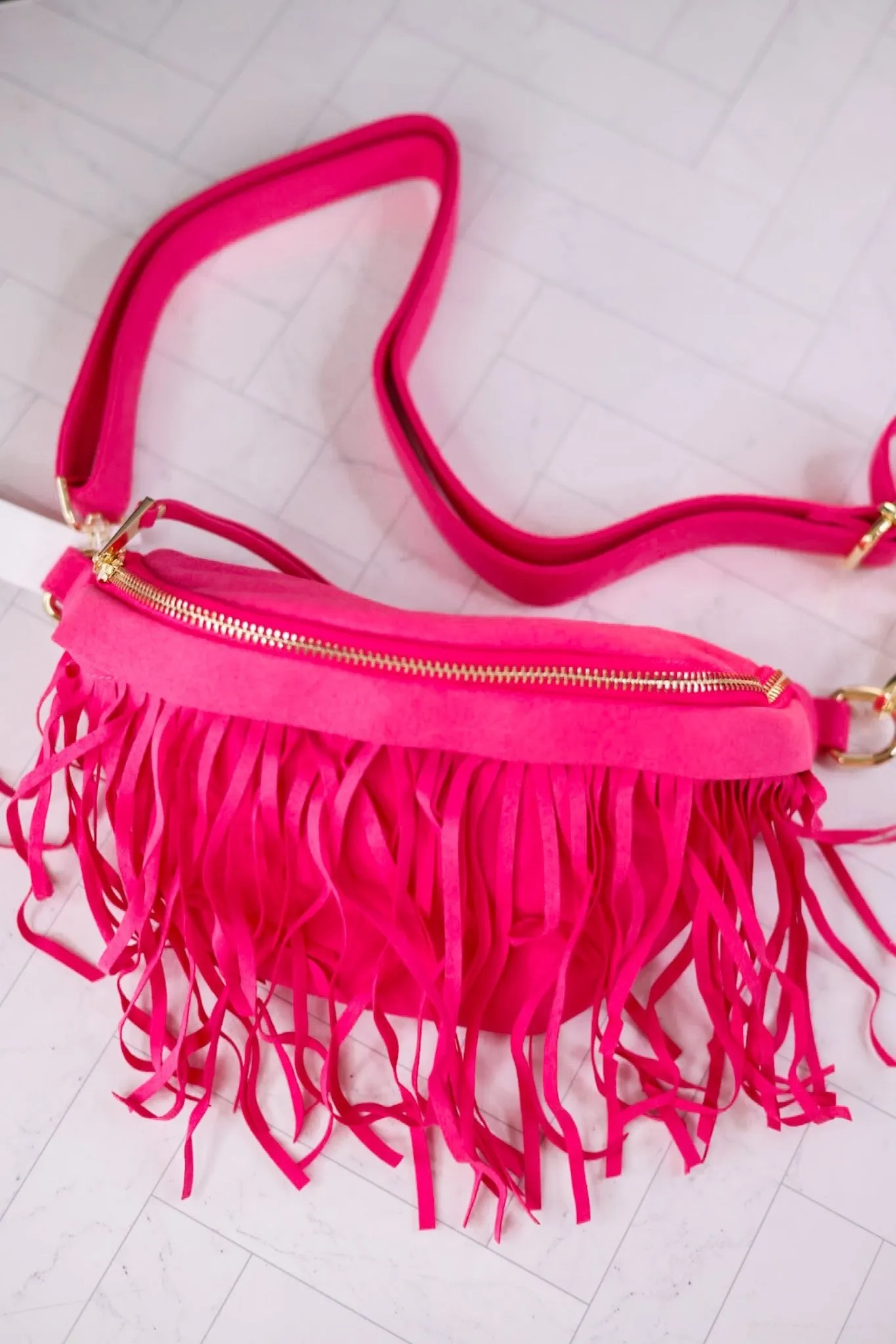 Hot Pink Removable Fringe Fanny Pack
