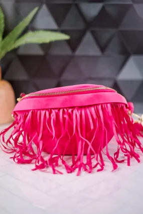 Hot Pink Removable Fringe Fanny Pack