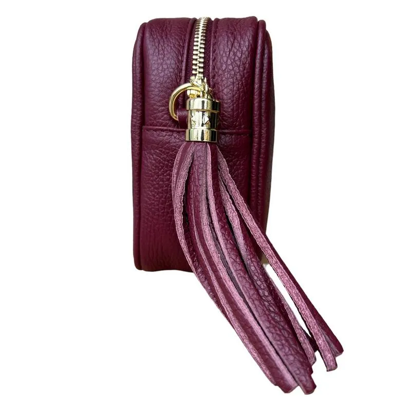 Italian Leather Big Box Bag Red Plum