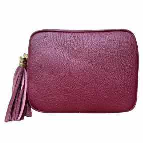 Italian Leather Big Box Bag Red Plum