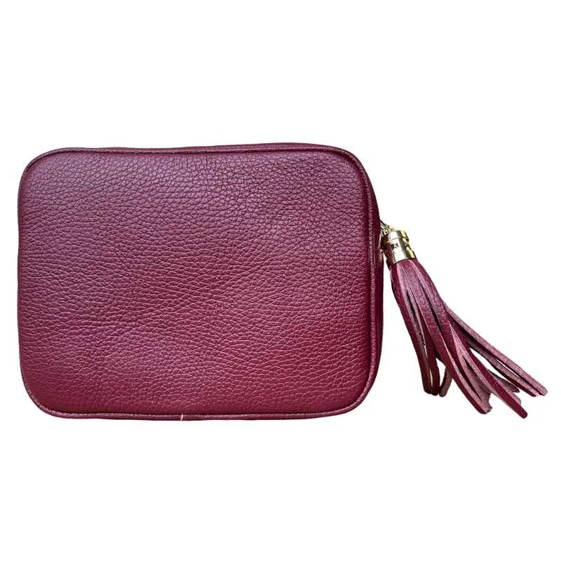 Italian Leather Big Box Bag Red Plum