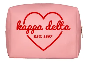 Kappa Delta Pink w/Red Heart Makeup Bag