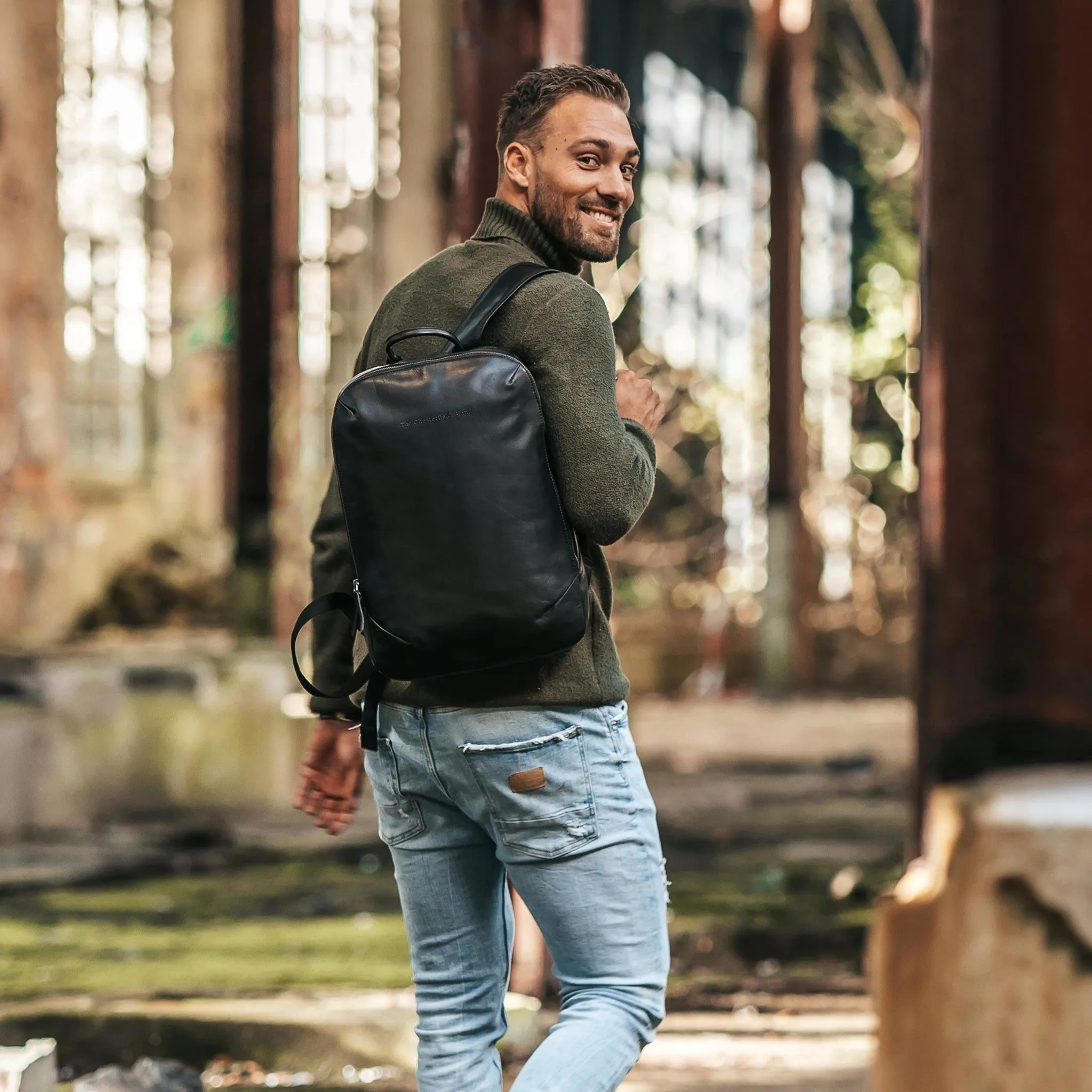 Leather Backpack Black Bangkok