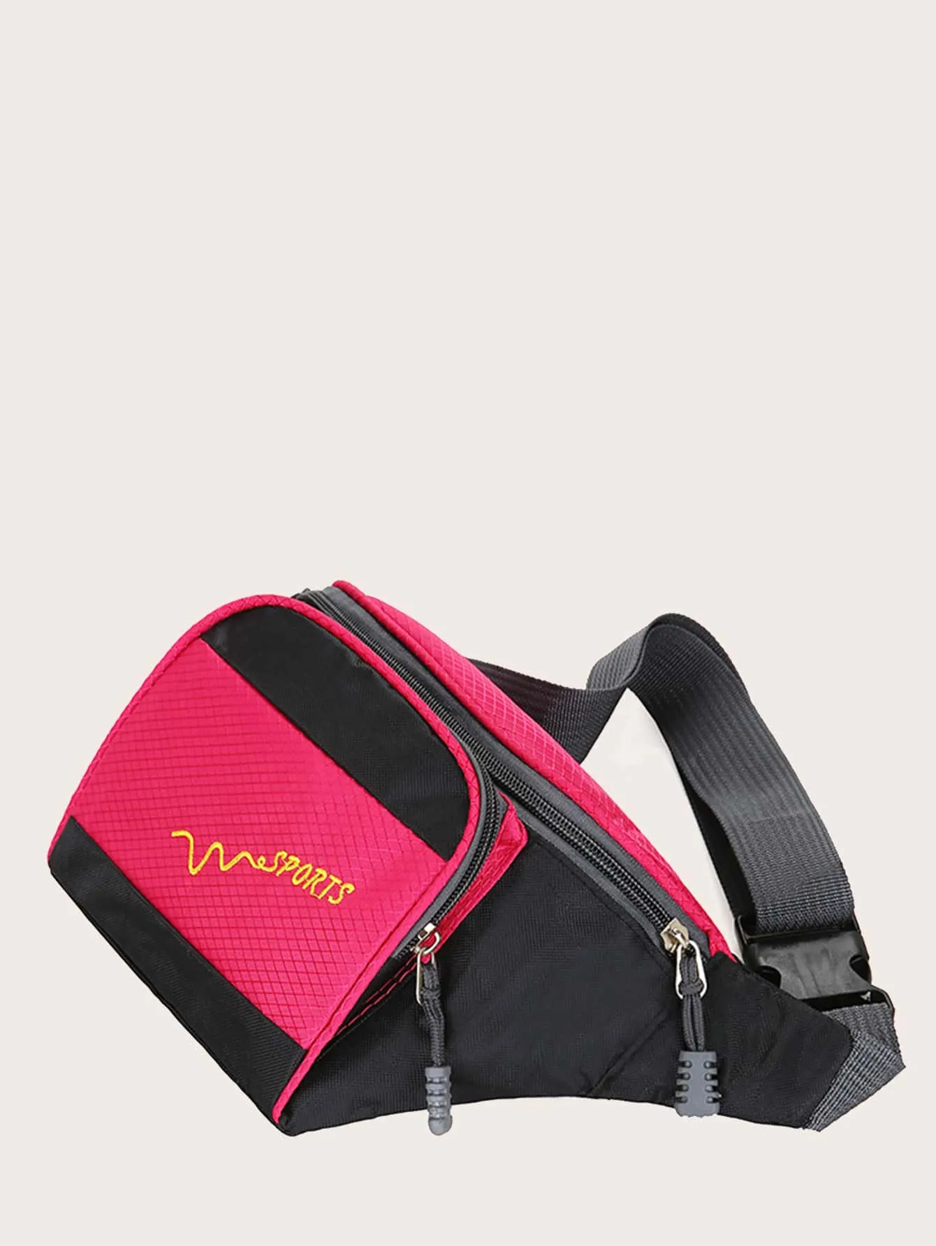 Letter Graphic Double Zipper Fanny Pack