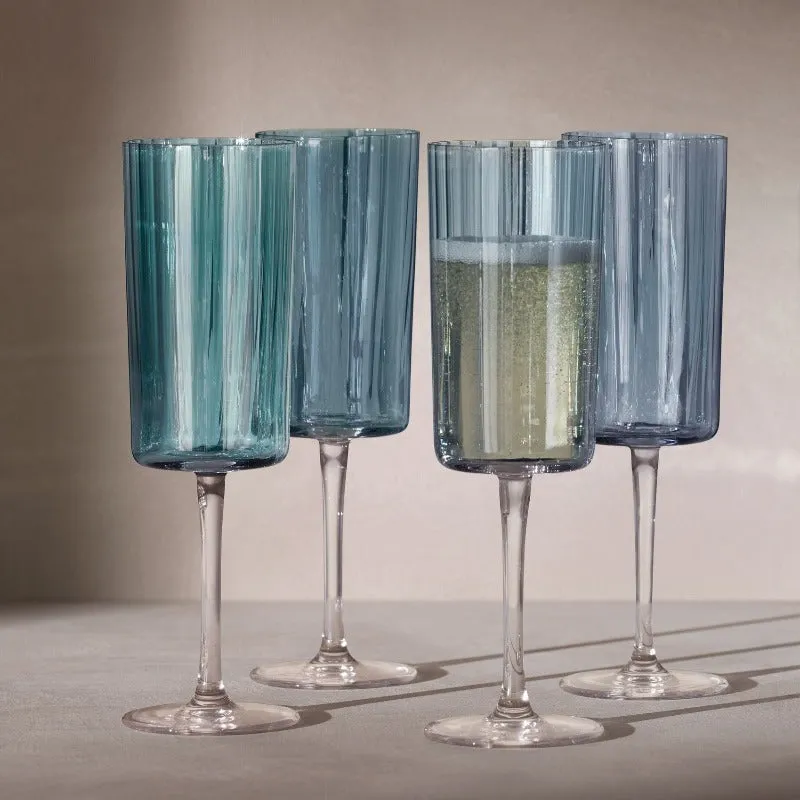 LSA Gems Champagne Flute Assorted Sapphire (4 Pack)