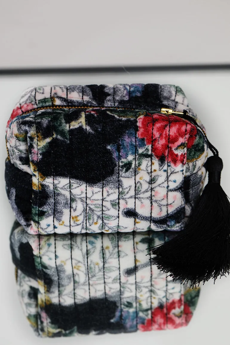 Makeup Bag Velvet Dark Blossom