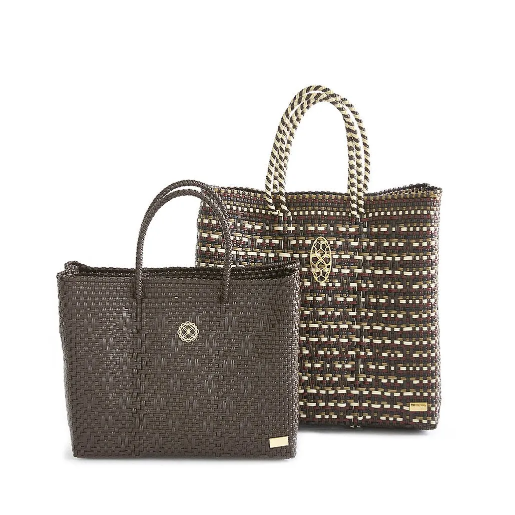 MEDIUM TAUPE GOLD TOTE BAG