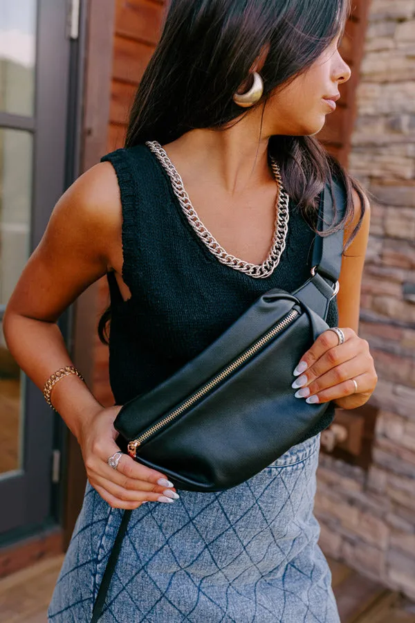 Modern Muse Faux Leather Fanny Pack In Black