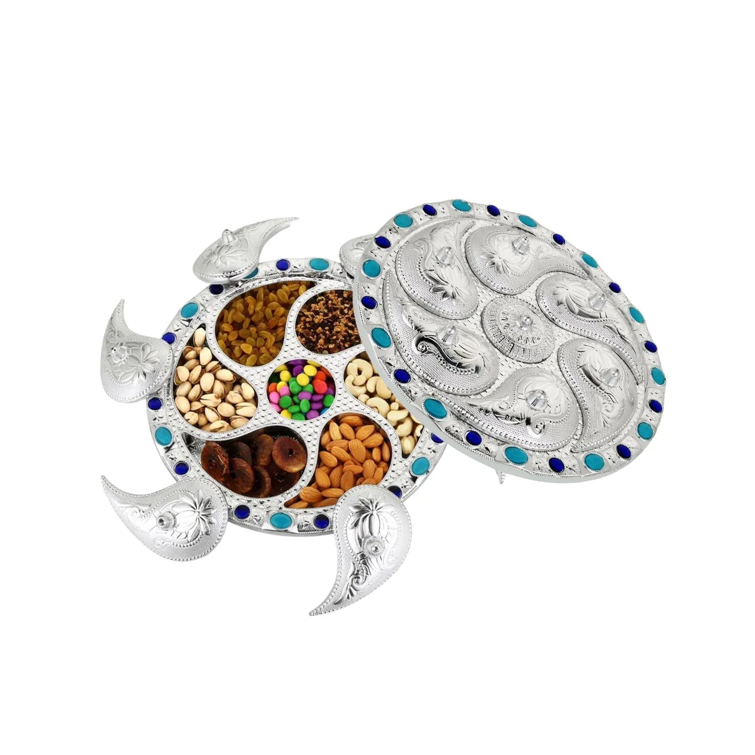 Multipurpose 7 Compartment Dry Fruit Serving Rotating Tray , Candy, Chocolate, Snacks Storage Box, Masala Box