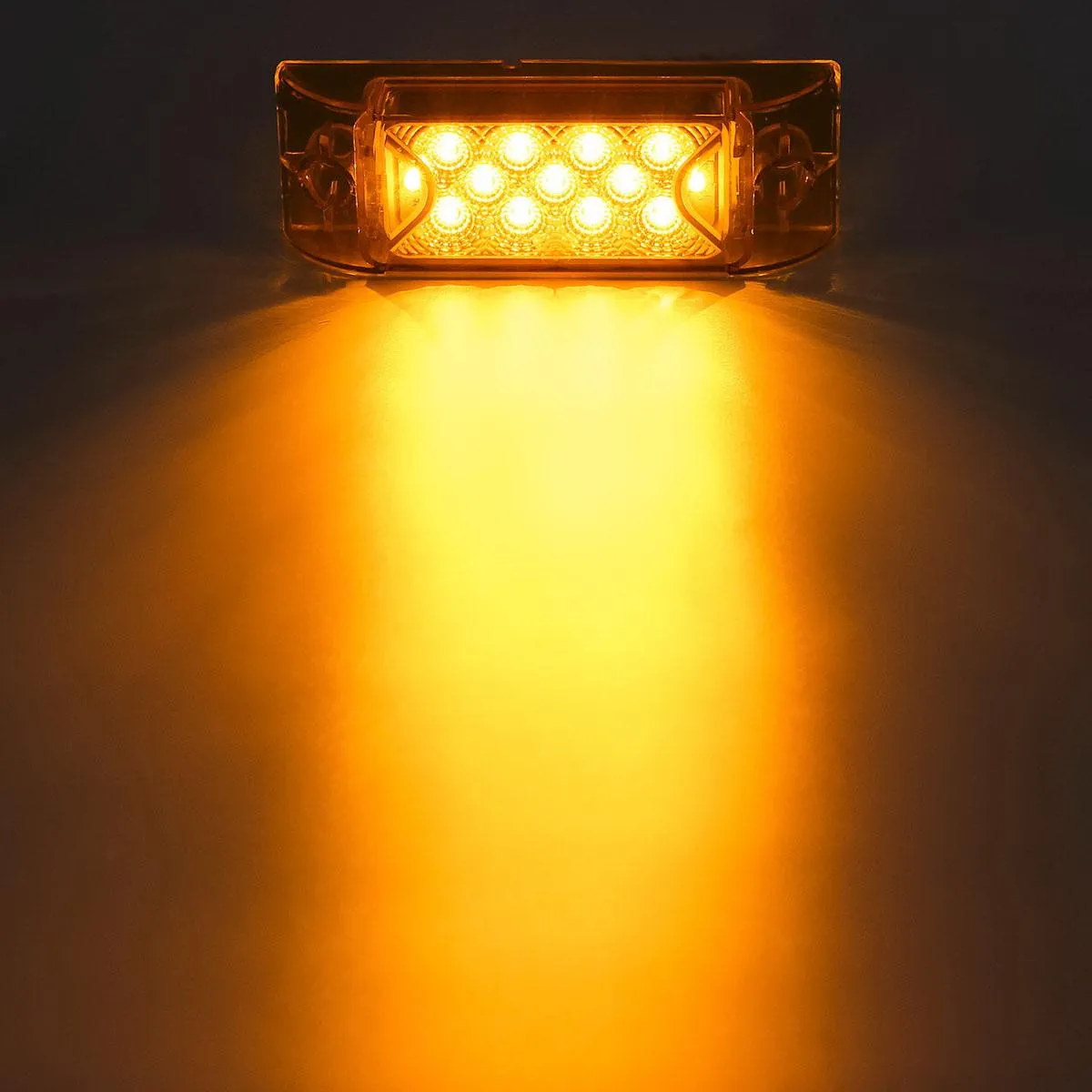 Partsam Amber Lens 2" x 6" rectangular 13 diode LED marker light w/reflector Surface Mount, Multi Faceted 6x2 Rectangle Led Truck and Trailer Side Marker and Clearance Lights (Pack of 10)