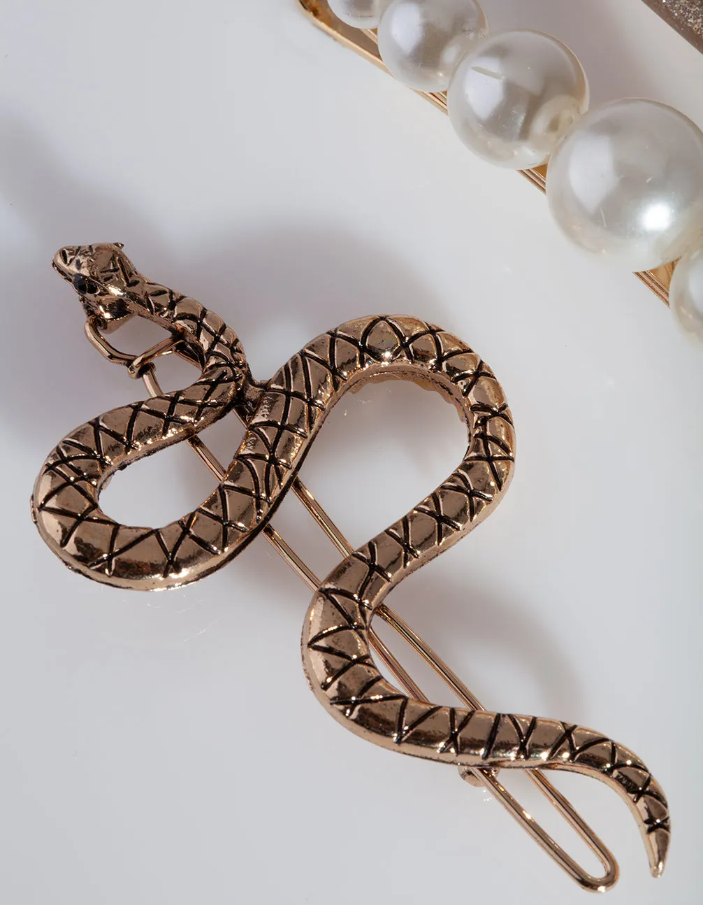 Pearl & Snake Hair Clip Pack