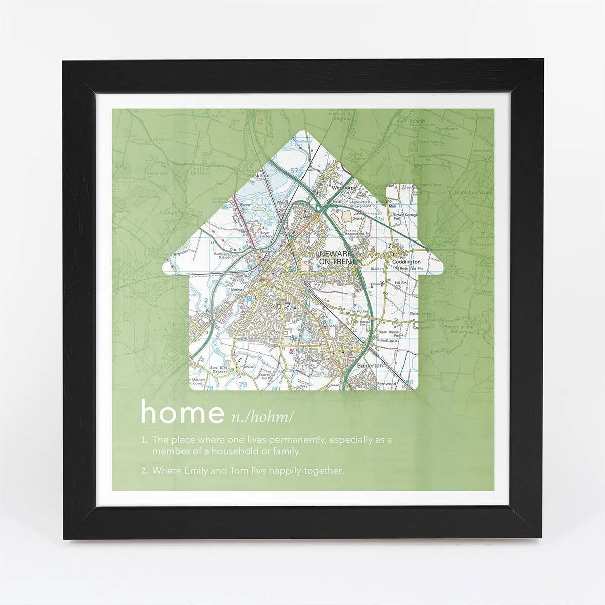 Personalised Framed Dictionary Definition Map - Home
