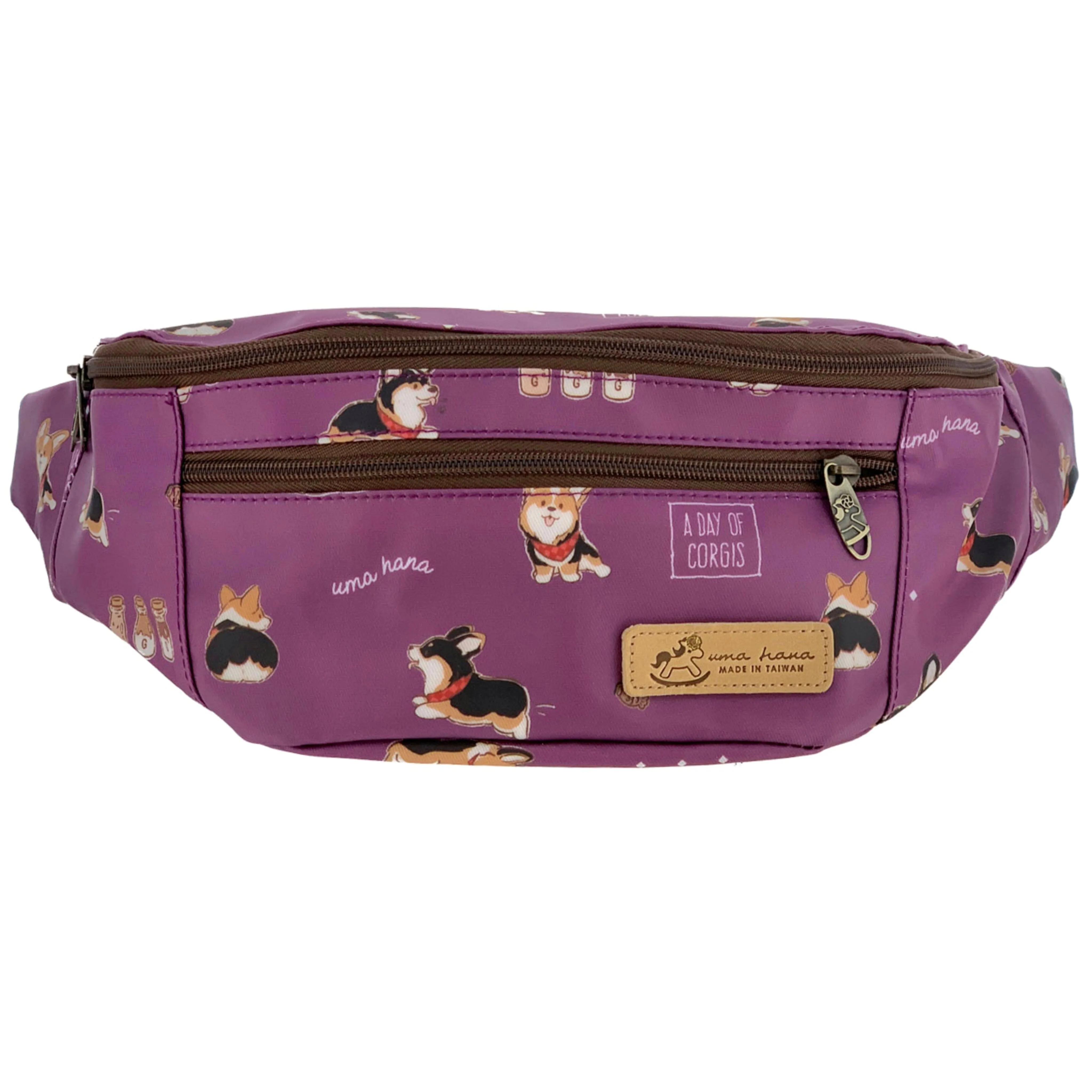 Purple Tricolor Corgi Fanny Pack