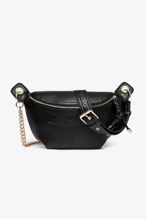 "Python Saddle"Chain Strap Crossbody Bag