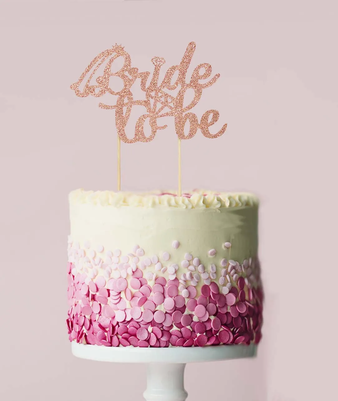 Rose Gold Letters "Bride to Be" [Diamond], Pack of 1 Cake Topper