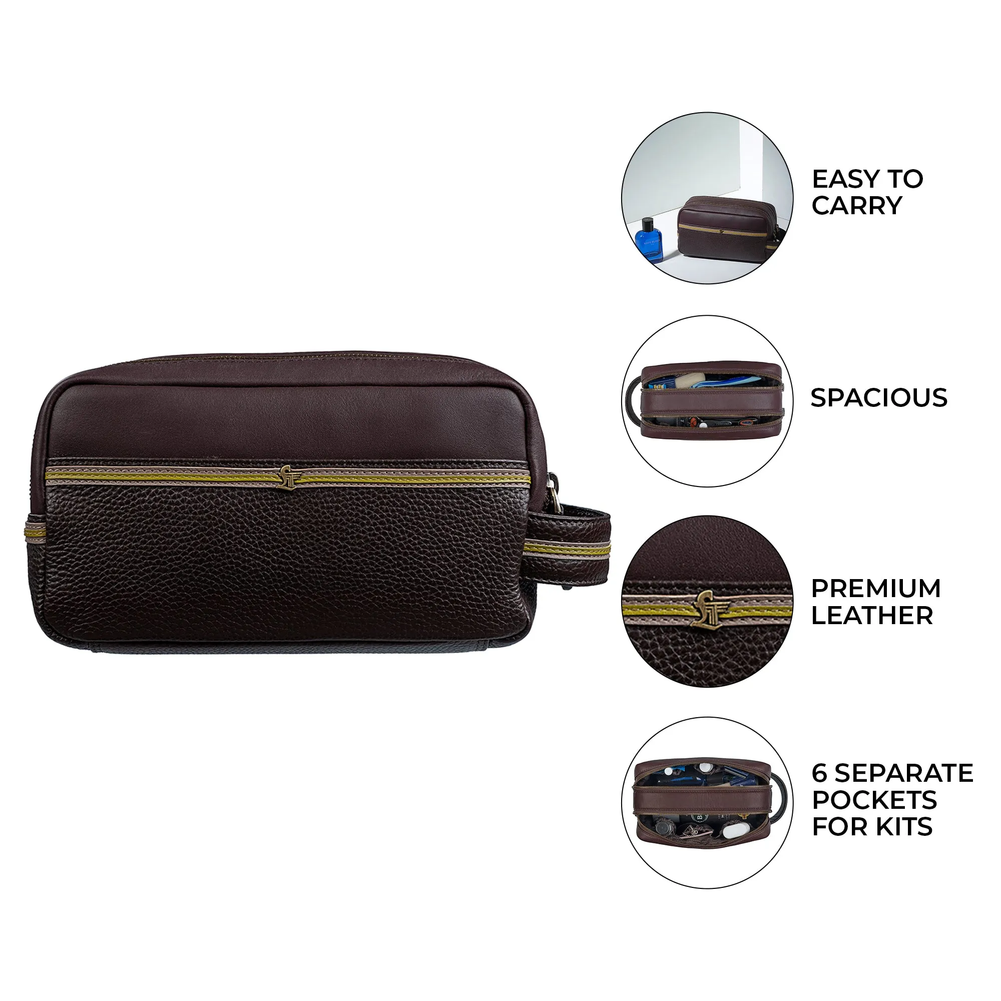 Shaving Kit With Double Zipper- Black, Blue & Brown