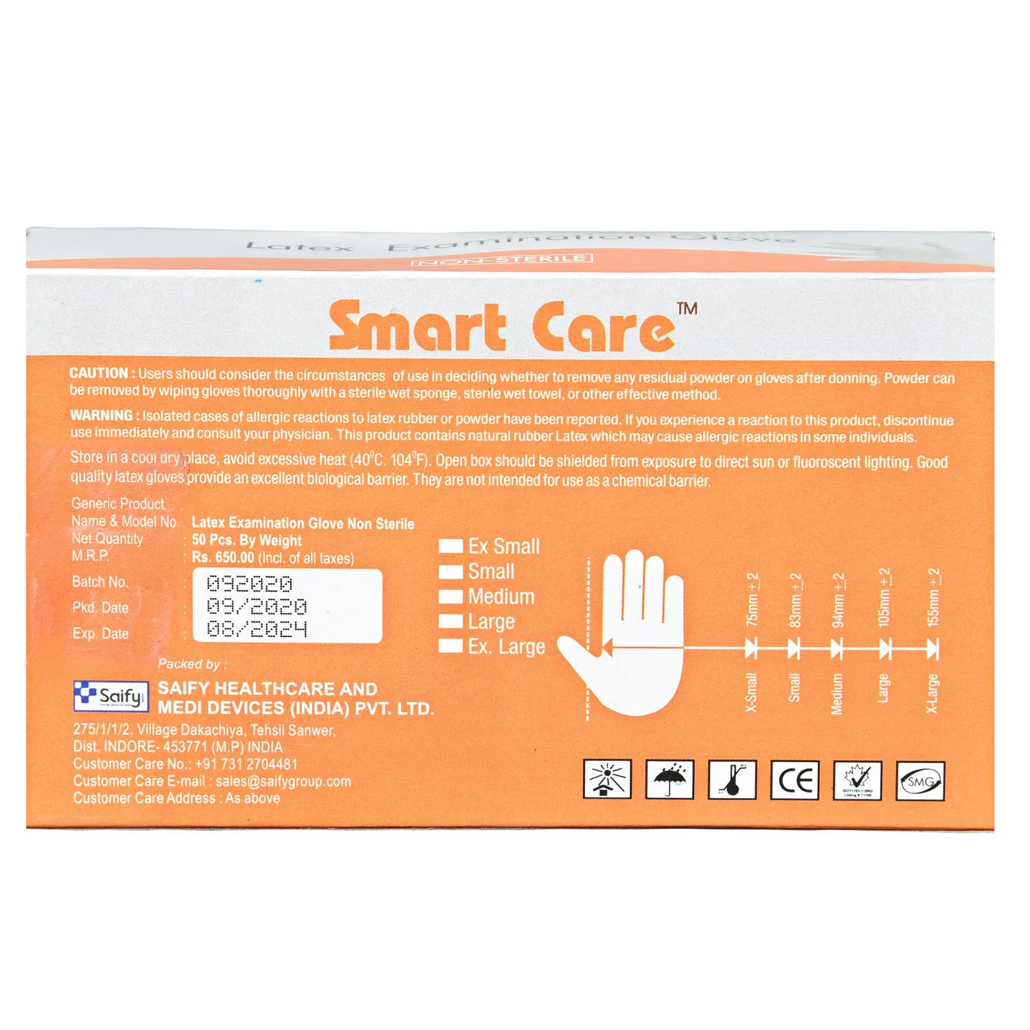 Smart Care Examination Gloves Powdered Medium 50 Pcs