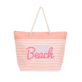 Striped Beach Bag with Rope Handles