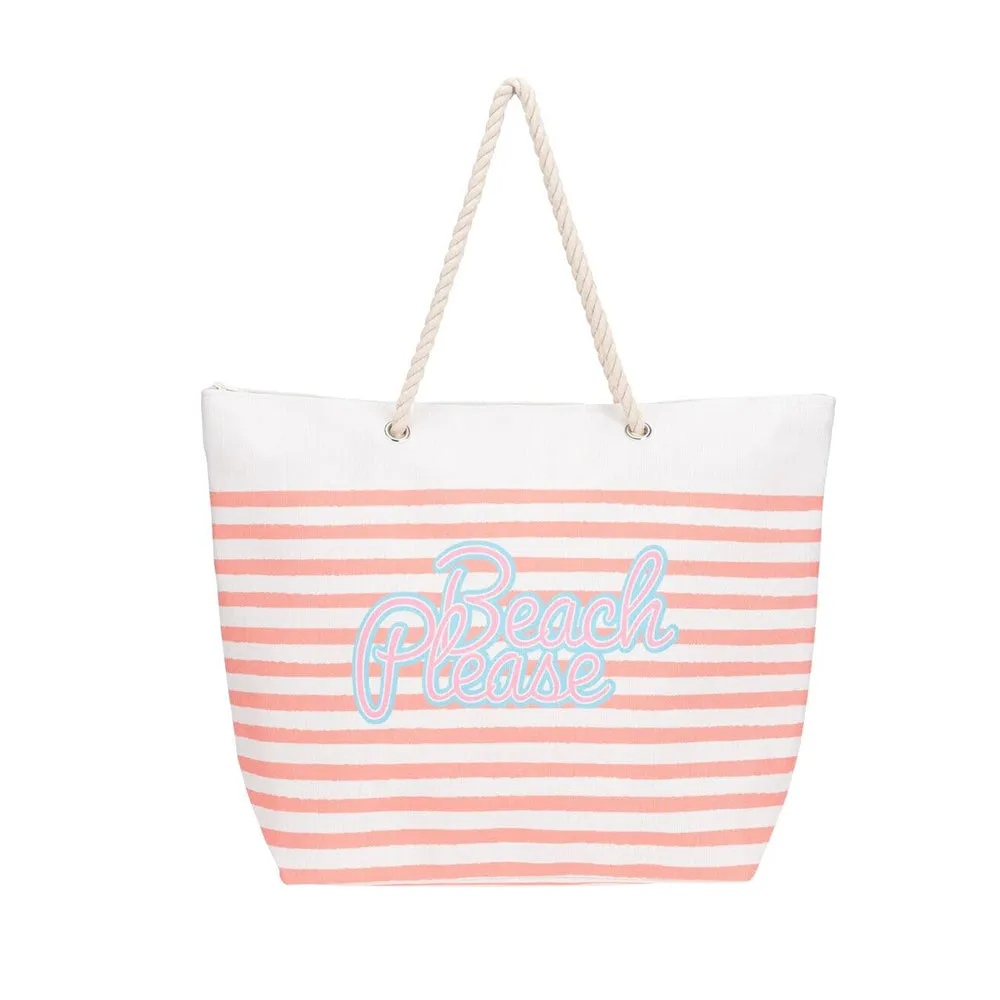 Striped Beach Bag with Rope Handles