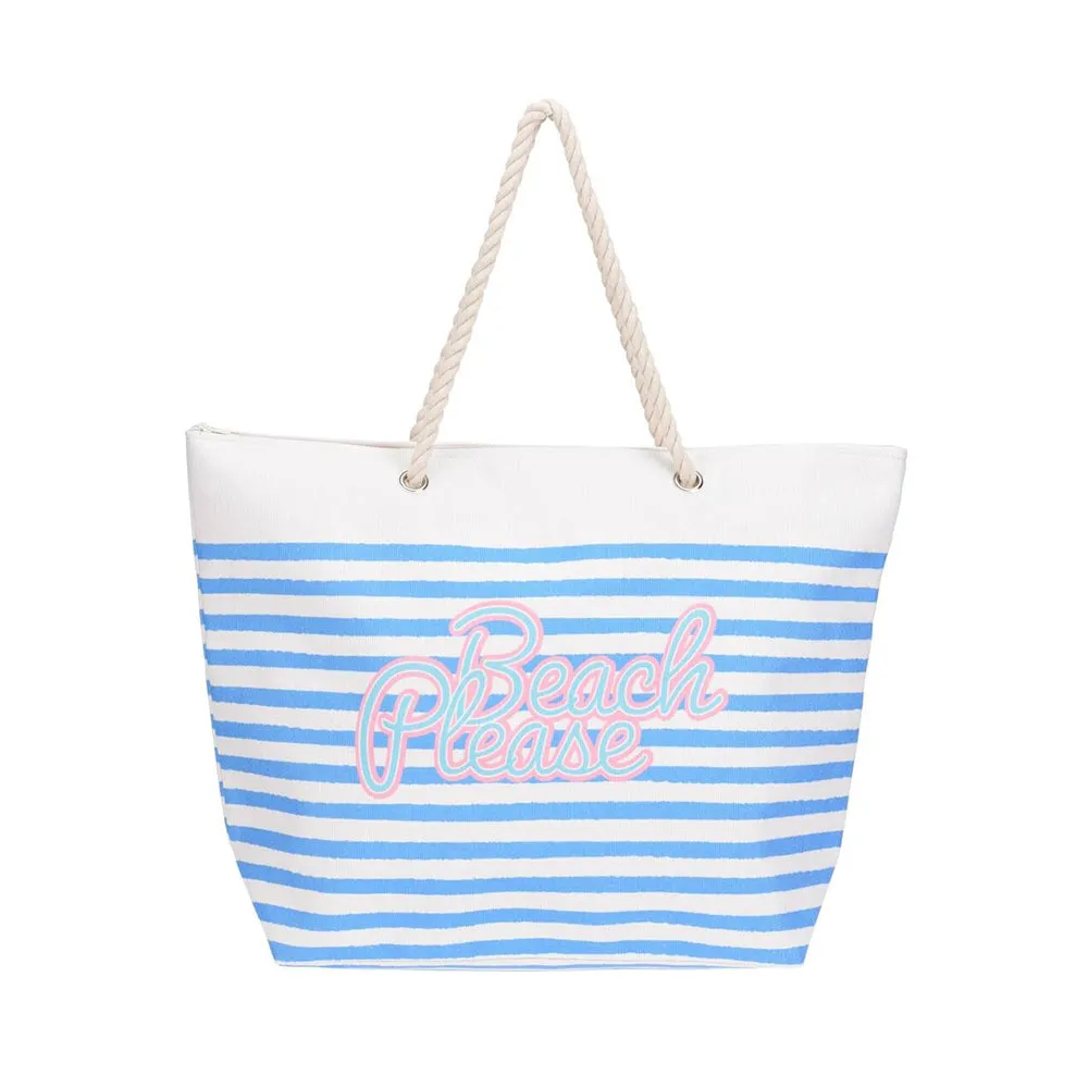 Striped Beach Bag with Rope Handles