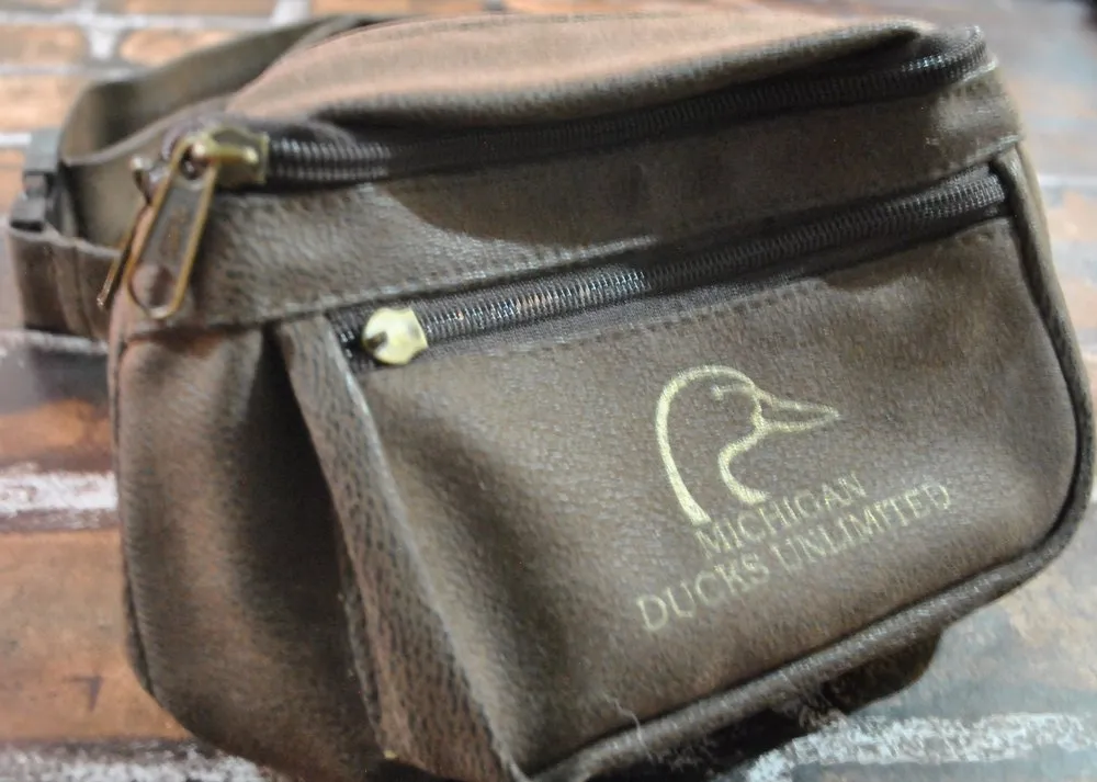 Vintage Ducks Unlimited Michigan Leather Fanny Pack