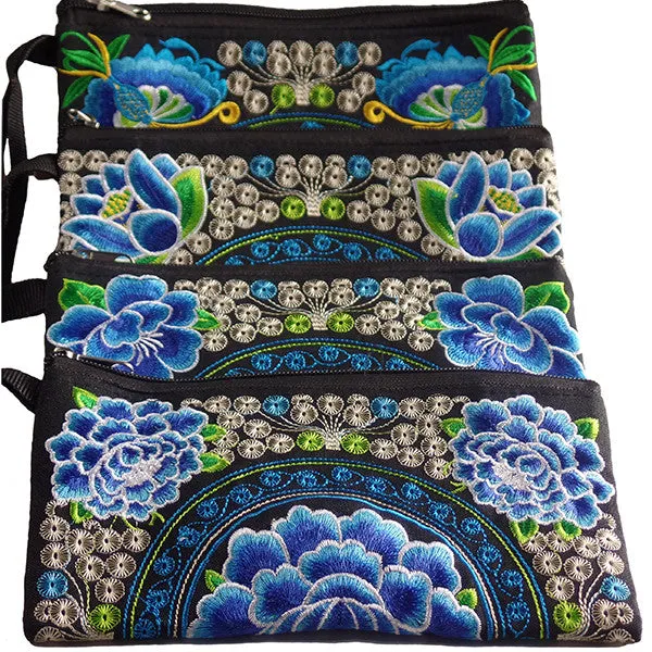 Vintage Floral Blue Large Wristlets