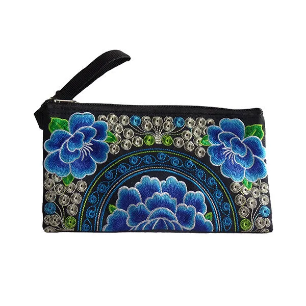 Vintage Floral Blue Large Wristlets