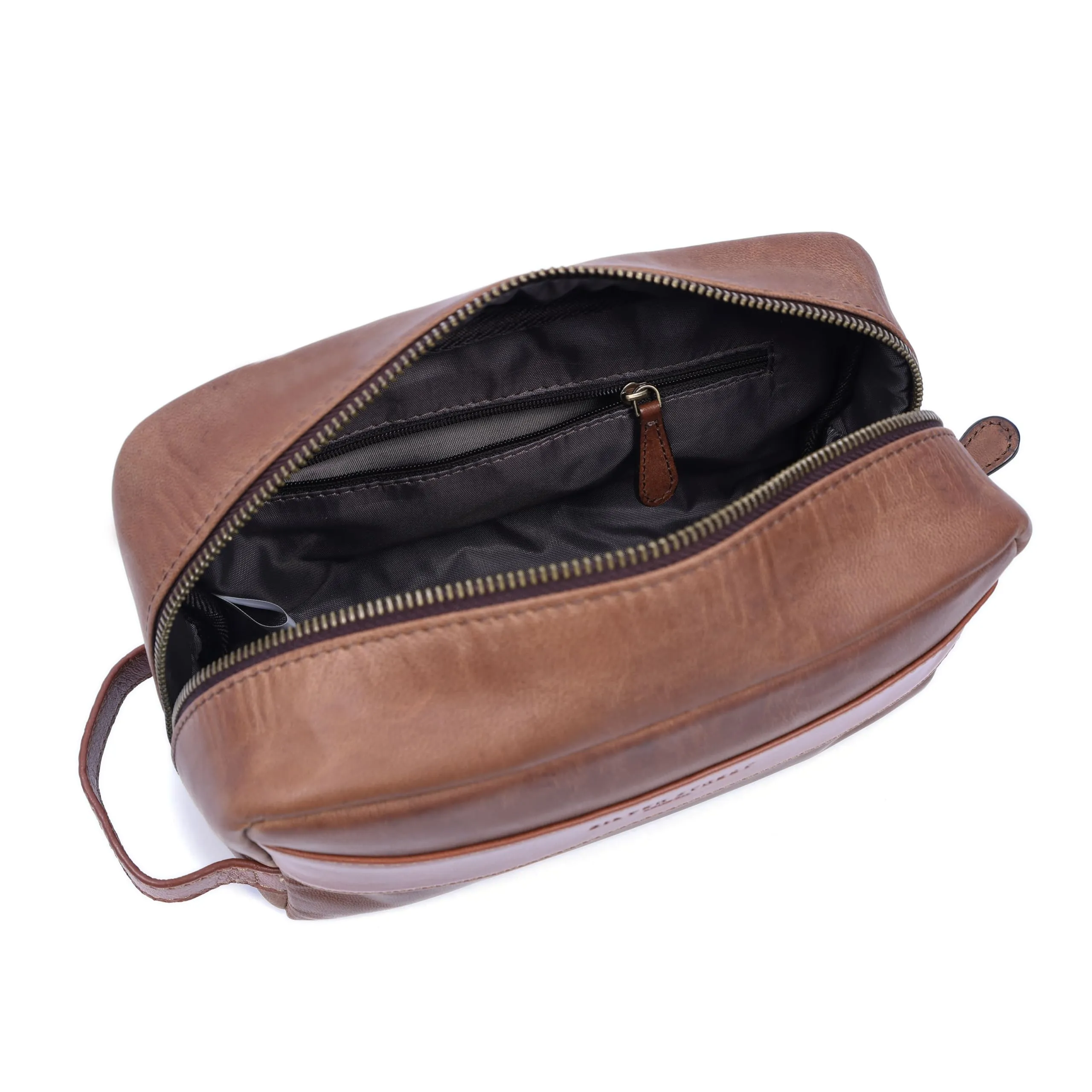 Walter Leather Washbag  - Tan