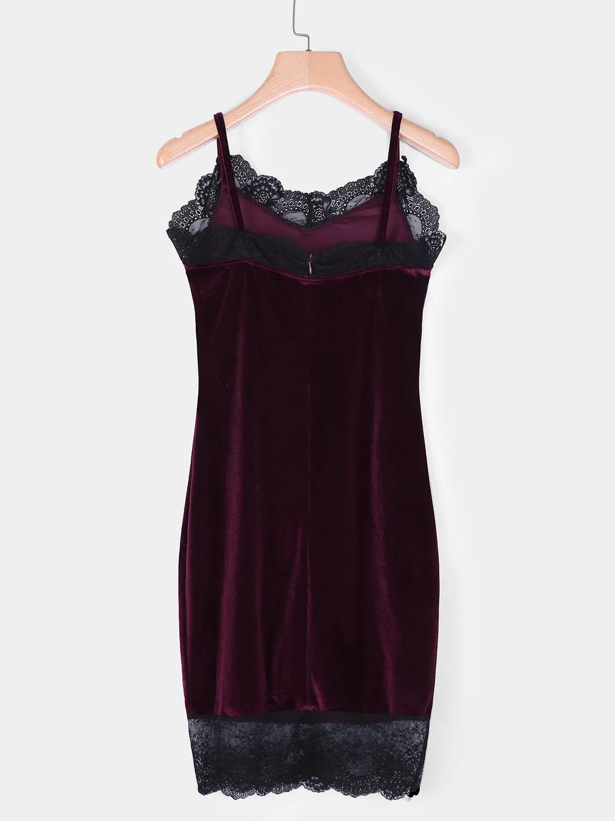 Wholesale Burgundy V-Neck Sleeveless Lace Mini Dress