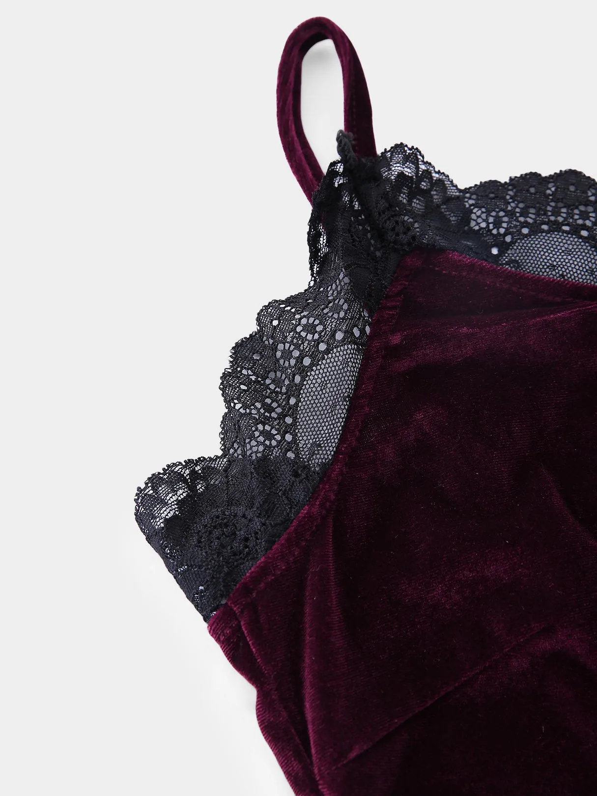 Wholesale Burgundy V-Neck Sleeveless Lace Mini Dress