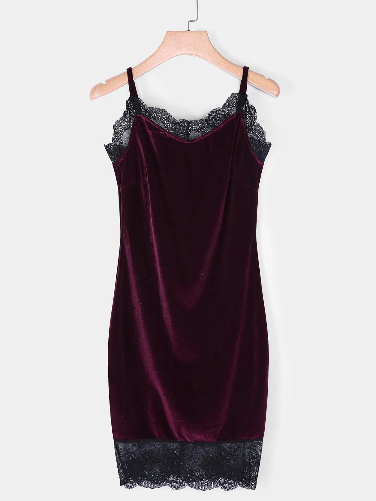 Wholesale Burgundy V-Neck Sleeveless Lace Mini Dress