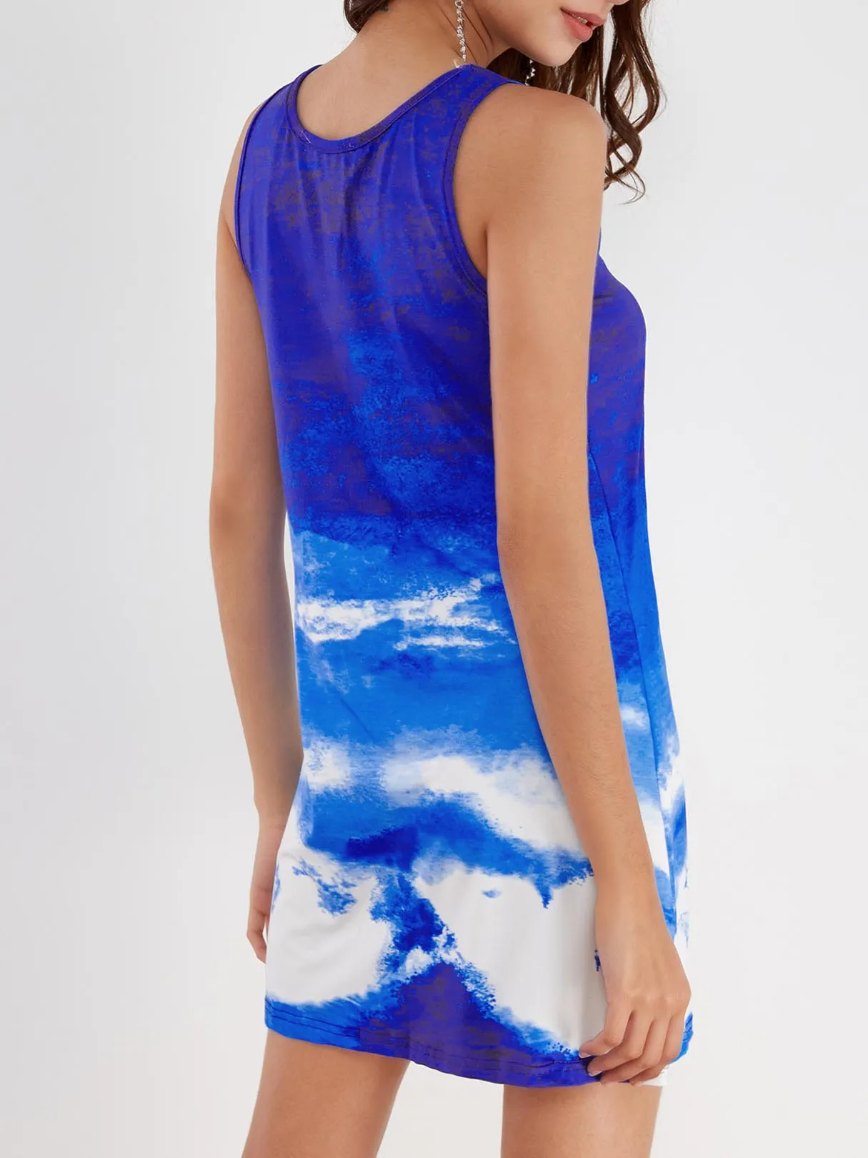 Wholesale Round Neck Sleeveless Color Print Mini Dress