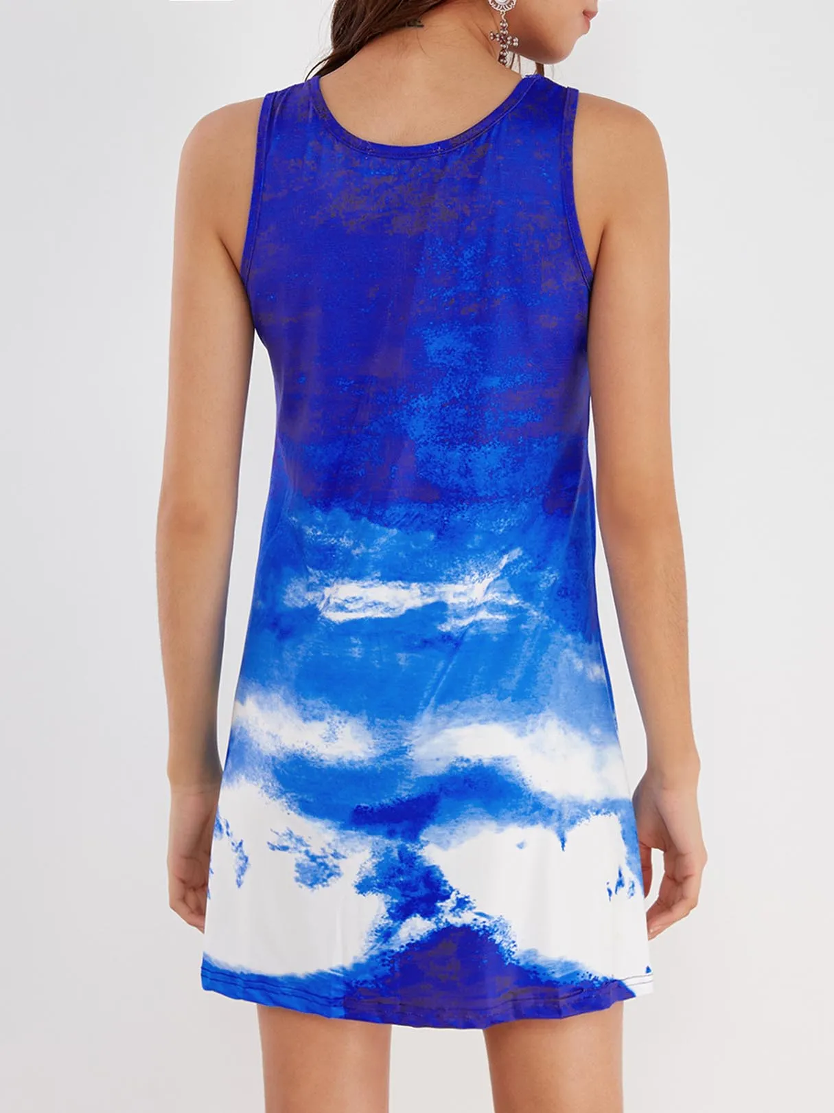 Wholesale Round Neck Sleeveless Color Print Mini Dress
