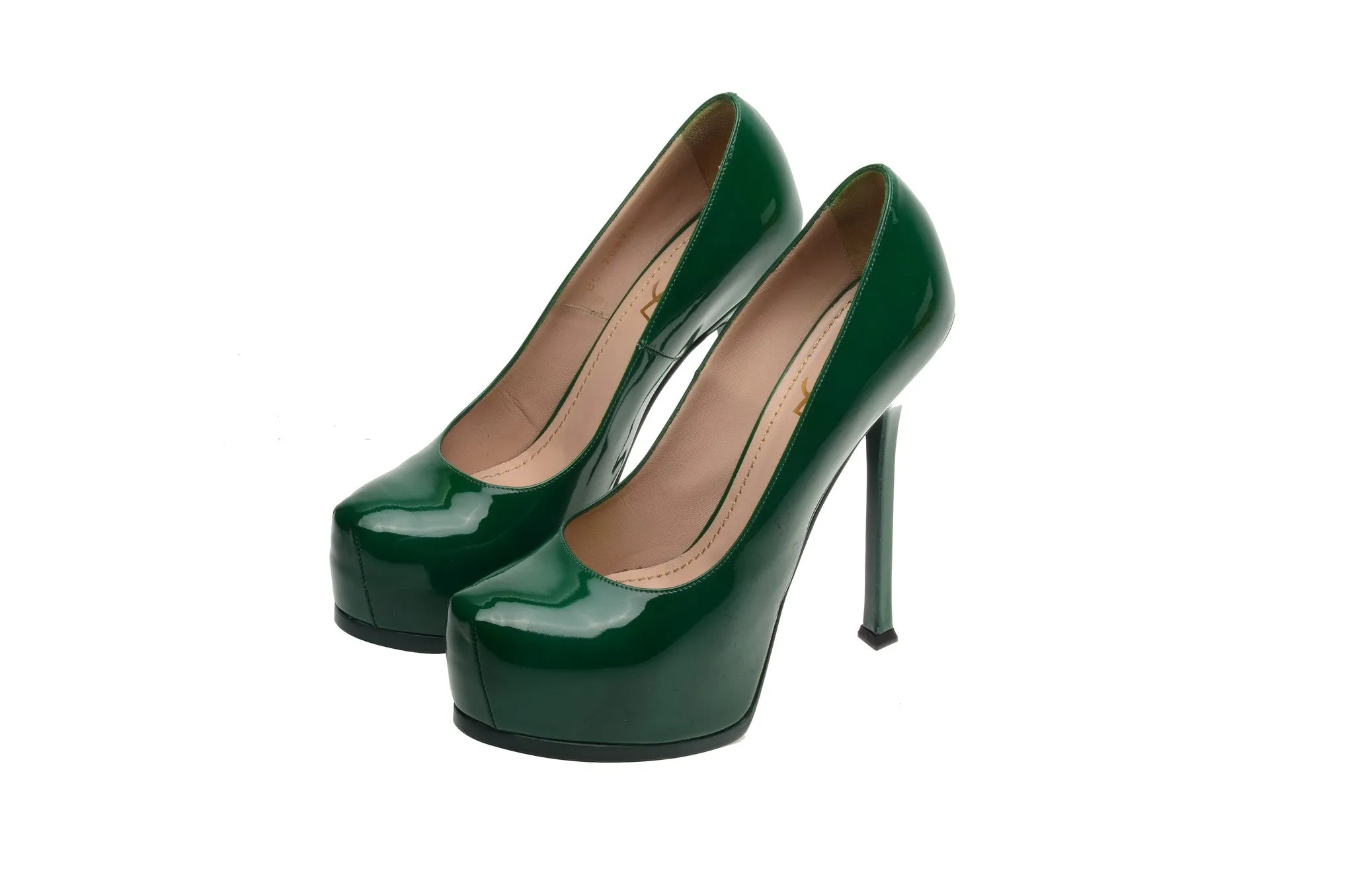 YSL - Patent Green "Tribute" Pumps - IT 38 1/2
